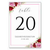 フローラ水彩バラ結婚ズ テーブルナンバー (裏面)