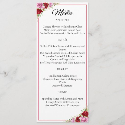 フローラ水彩バラ結婚ズ メニュー (正面)