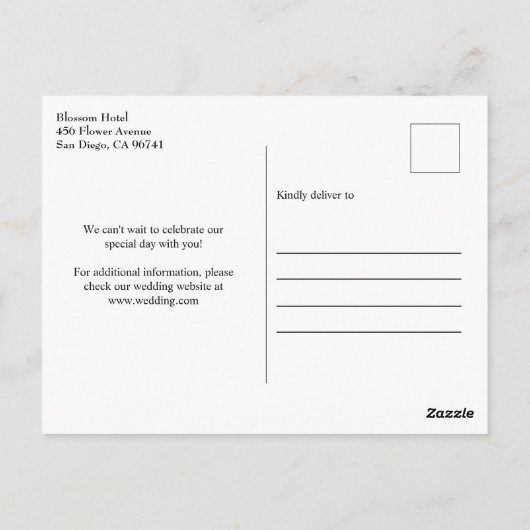 フローラ水彩バラ結婚式の日付を保存 ポストカード (裏面)