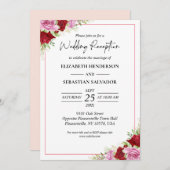 フローラ水彩バラ結婚披露宴 招待状 (正面/裏面)