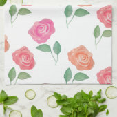 フローラ水彩バラ キッチンタオル (折り畳み)