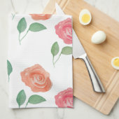 フローラ水彩バラ キッチンタオル (四つ折り)