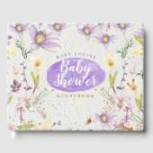 フローラ水彩パープル赤パーソナライズされたちゃんシャワー ゲストブック (正面)