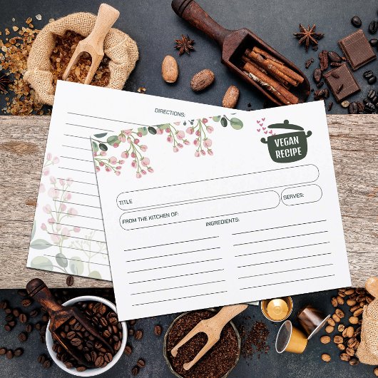 フローラ水彩ビーガンレシピカード