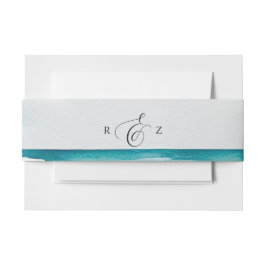 フローラ水彩ビーチシーンサマー結婚ズ 招待状ベリーバンド