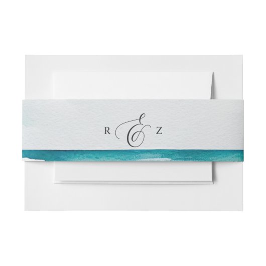 フローラ水彩ビーチシーンサマー結婚ズ 招待状ベリーバンド (正面例)