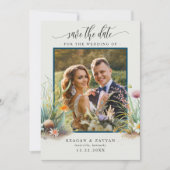 フローラ水彩ビーチシーンフォト日付の保存 セーブザデート (正面)