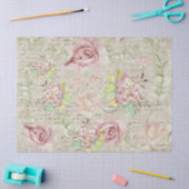 フローラ水彩ピンクの花エフエマデコペ 薄葉紙 (クラフト)