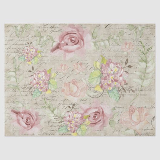 フローラ水彩ピンクの花エフエマデコペ 薄葉紙 (正面)