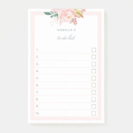 フローラ水彩ピンクガーデンバラチェックドリスト ポストイット