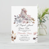 フローラ水彩ピンクガールドラゴンベビーシャワー 招待状 (スタンド正面)