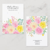 フローラ水彩ピンクジュエリーイヤリング 名刺 (正面/裏面)