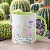 フローラ水彩ピンクブルーグリーンコーヒー マグカップ