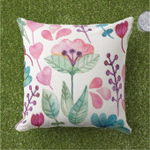 フローラ水彩ピンクブルーママ誕生日 アウトドアクッション (芝生)