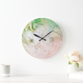 *~*フローラ水彩ピーチピンクグリッター ラージ壁時計 (ホーム)