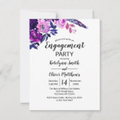 フローラ水彩フラワーズトレンディー婚約 招待状 (正面)