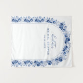 フローラ水彩ブライダルシャワー背景 タペストリー (正面(横))