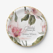 フローラ水彩ブライダルシャワー ペーパープレート (正面)