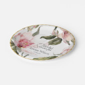 フローラ水彩ブライダルシャワー ペーパープレート (アングル)