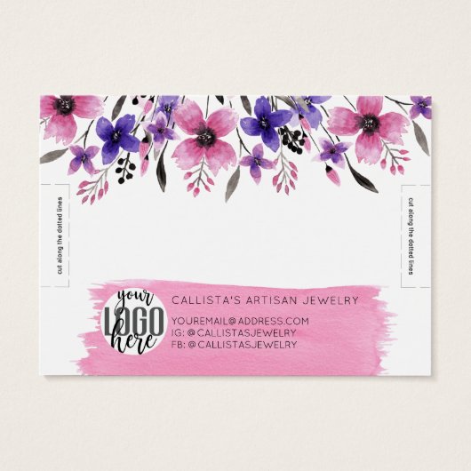 フローラ水彩ブラシストロークブレスレット表示 (裏面)