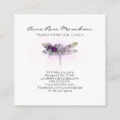 *~*フローラ水彩ブルゴーニュピンクドラゴンフライ スクエア名刺 (裏面)