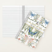 フローラ水彩ブルーとピンクの蝶ジャーナル ノートブック (内側)