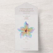 フローラ水彩プルメリアテラコッタ結婚ズ オールインワン招待状 (内側)