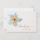 フローラ水彩プルメリアテラコッタ結婚ズ サンキューカード (正面)