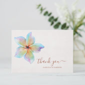 フローラ水彩プルメリアテラコッタ結婚ズ サンキューカード (スタンド正面)