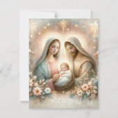 フローラ水彩ベビーイエズスクラップブックプリント 招待状 (裏面)