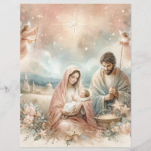 フローラ水彩ベビーイエズスクラップブック紙 (裏面)