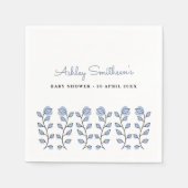 フローラ水彩ベビーシャワー（青） スタンダードカクテルナプキン (正面)