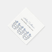 フローラ水彩ベビーシャワー（青） スタンダードカクテルナプキン (角)