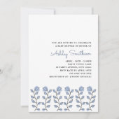 フローラ水彩ベビーシャワー（青） 招待状 (正面)