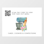 フローラ水彩ベーカリーロゴ | QRテイクアウトメニュー ウィンドウサイン (シート)