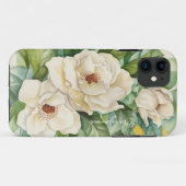 フローラ水彩ホワイトマグノリア名スクリプト Case-Mate iPhoneケース (裏面(横))