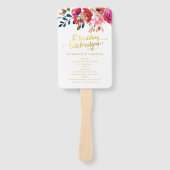 フローラ水彩ホワイト金ゴールド結婚式 プログラム ハンドファン (正面)