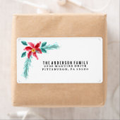 フローラ水彩ポインセチア差出人住所ラベル ラベル (インサイチュ)