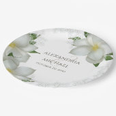 フローラ水彩マグノリアエレガント花開花 ペーパープレート (アングル)