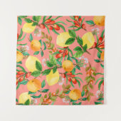 フローラ水彩ミックス:シームレカラフルスイラストラット タペストリー (正面(横))