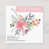 フローラ水彩メイクヘアースクリプトピンクの正方形 スクエア名刺 (裏面)