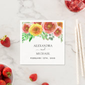 フローラ水彩モダンエレガント春の結婚式 スタンダードカクテルナプキン (インサイチュ)