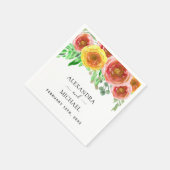 フローラ水彩モダンエレガント春の結婚式 スタンダードカクテルナプキン (角)