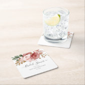 フローラ水彩モダン花ブライダルシャワー スクエアペーパーコースター (インサイチュ)