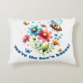 フローラ水彩モノグラムあなたはビーの膝 アクセントクッション (正面)