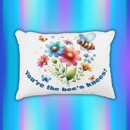 フローラ水彩モノグラムあなたはビーの膝 アクセントクッション