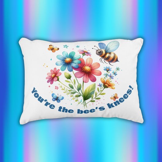 フローラ水彩モノグラムあなたはビーの膝 アクセントクッション