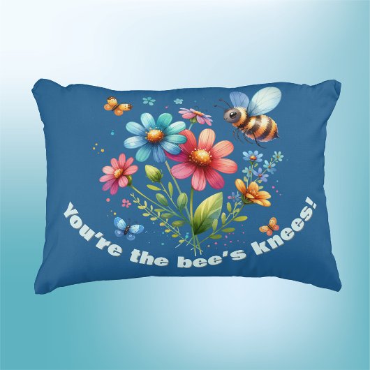 フローラ水彩モノグラムあなたはビーの膝 アクセントクッション