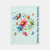 フローラ水彩モノグラムあなたはビーの膝 フリースブランケット (正面)