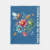 フローラ水彩モノグラムあなたはビーの膝 フリースブランケット (正面)